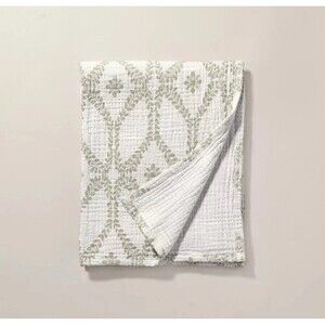 Trellis Pattern Cotton Throw Blanket Green/Cream - Hearth & Hand with Magnolia